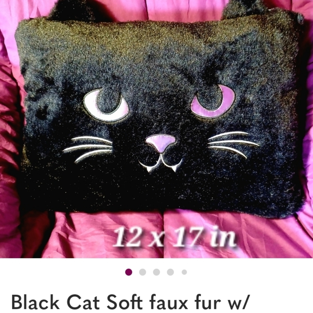 Black Cat Faux Fur Pillow
